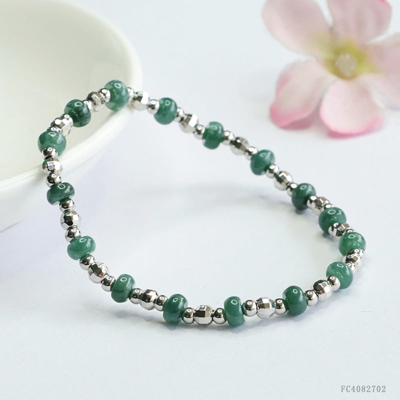 Blue Water Jadeite Abacus Bead 5 mm Bracelet