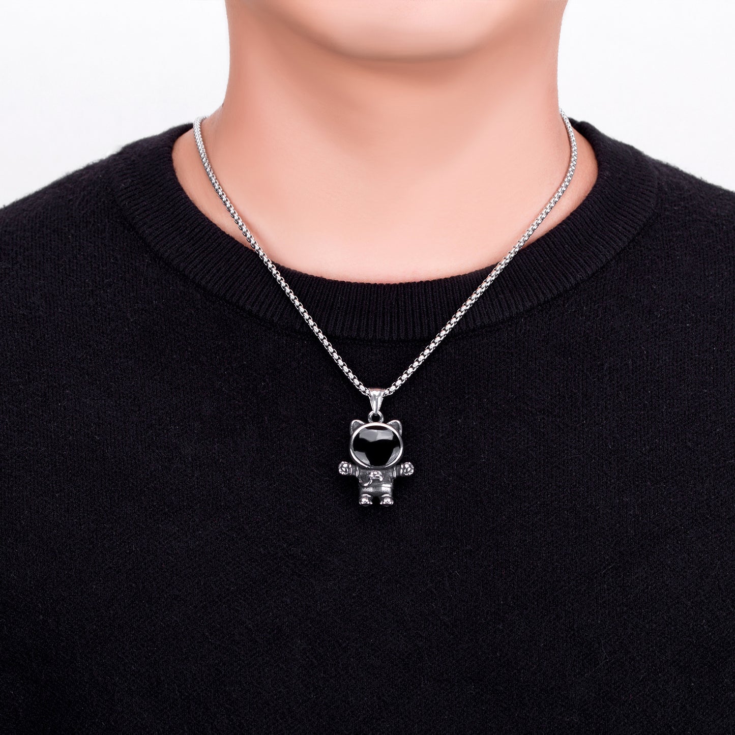 Steel Necklace – Statement Space Cat