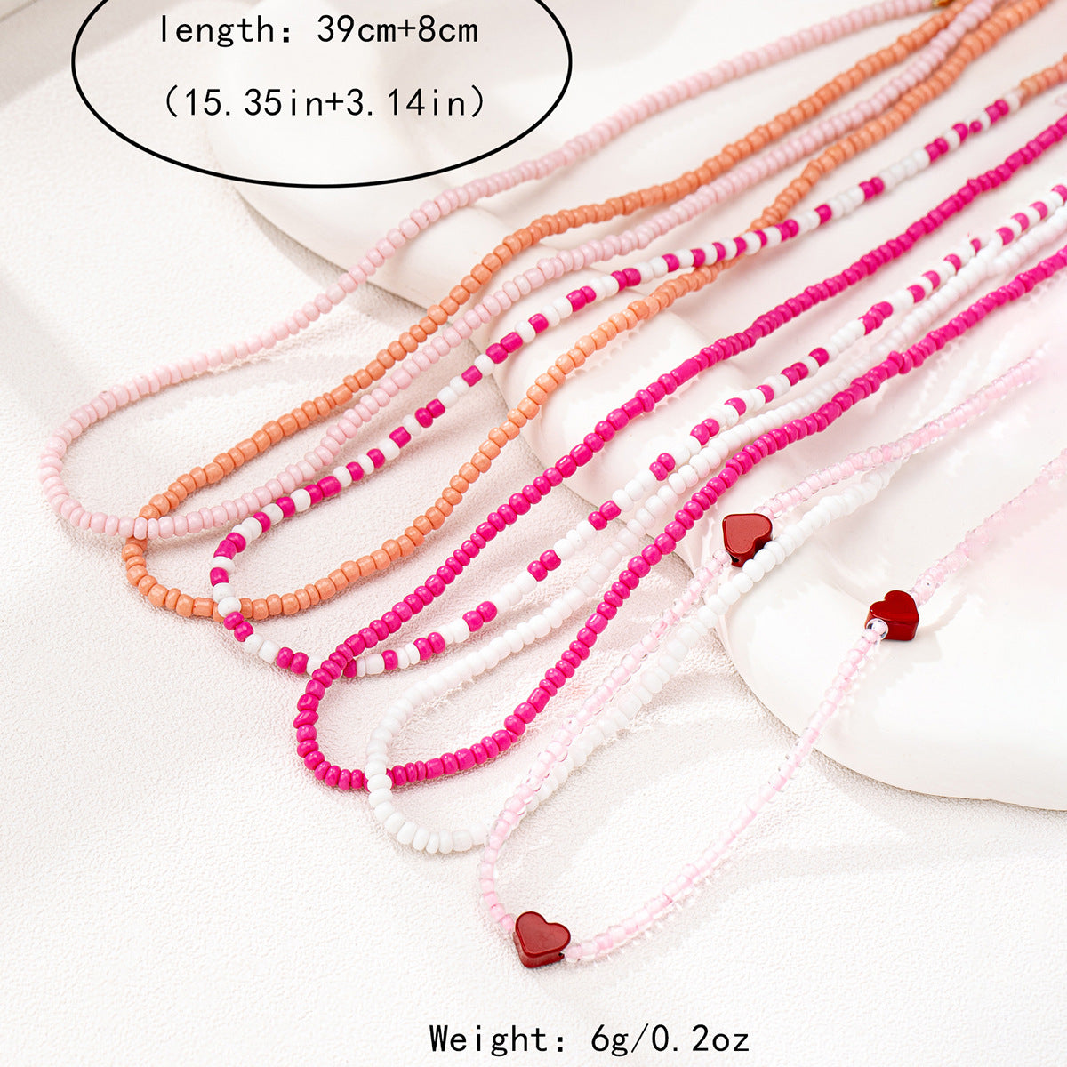 Planderful Vienna Verve 6-Piece Handmade Random Rice Bead Love Necklace Set – Perfect for Daily Wear and Beach Parties