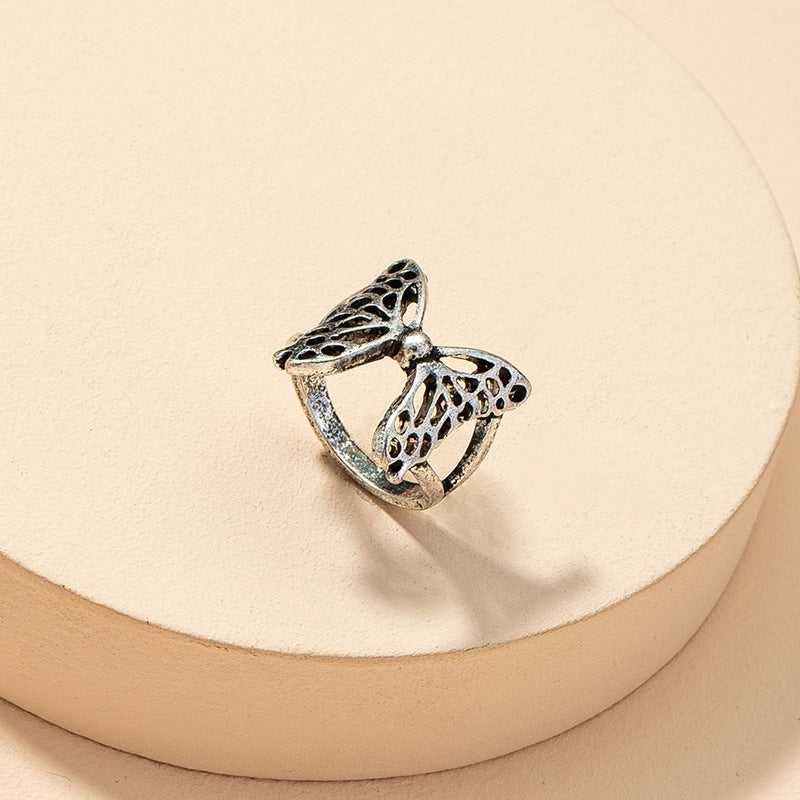 European Style Hollow Butterfly Ring with Niche Design for Fashionable Street Style