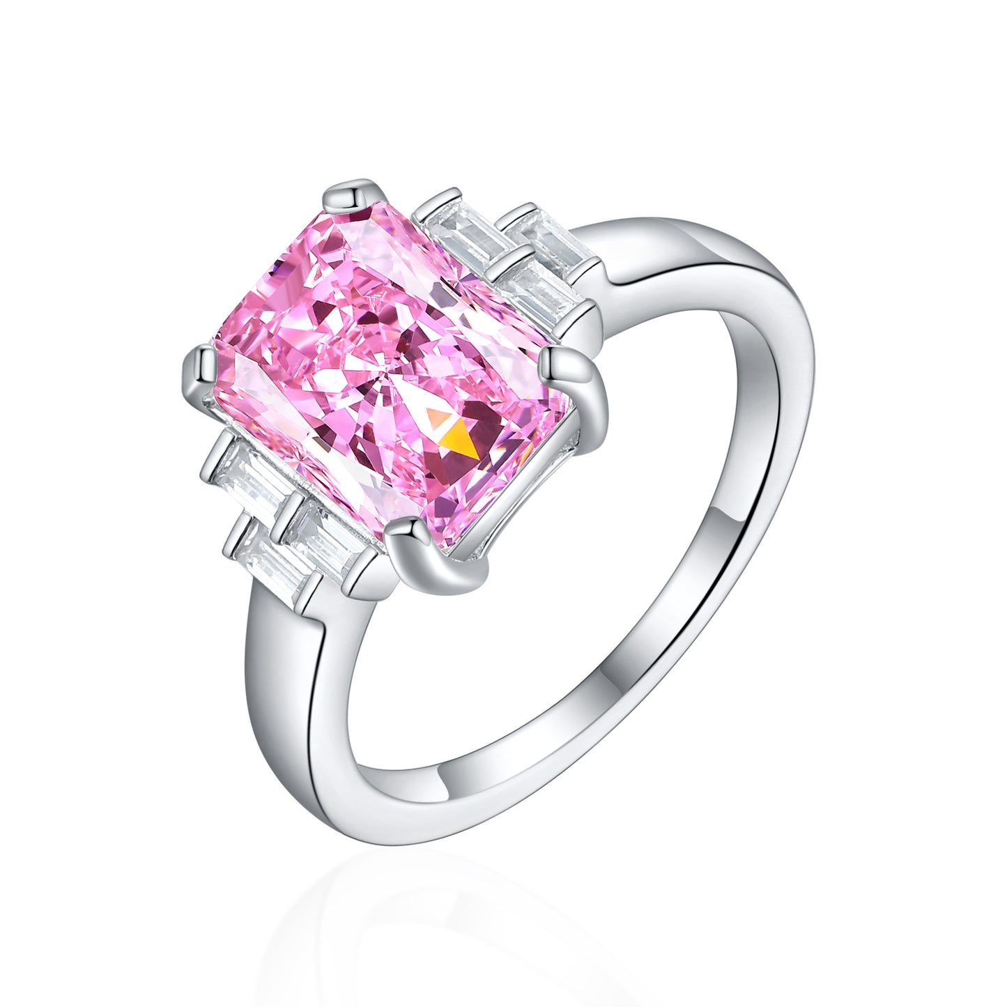 High-End 925 Sterling Silver Flame Ice Flower Cut Zircon Ring