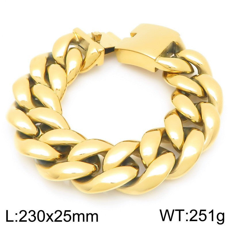 Wide – Hip-Hop Vacuum Plated 25/30mm Cuban Chain Titanium Steel Bracelet