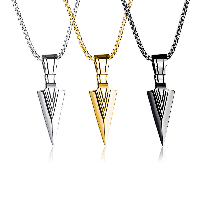 Arrow Pendant Necklace For Men By Planderful Stainless Steel Spearhead Style Personalized Punk Accessory