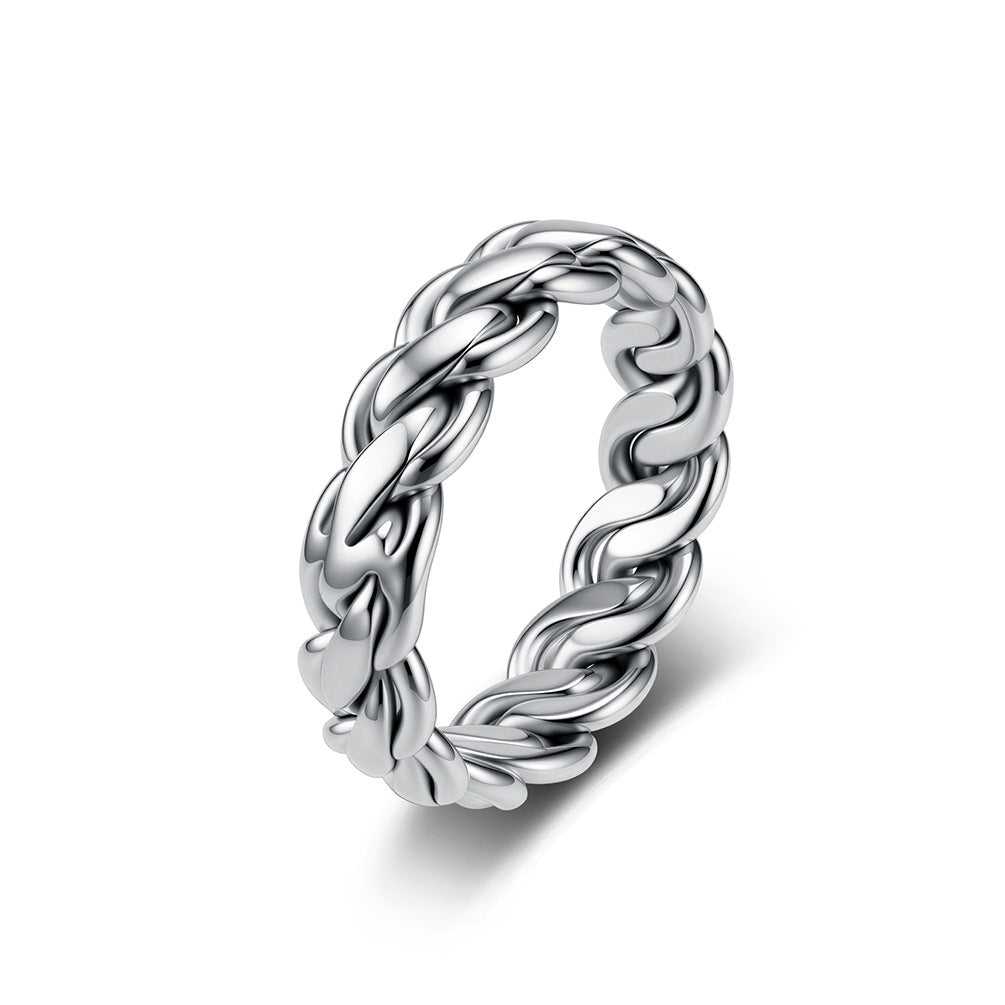 Stainless Steel Woven Chain Ring Unisex