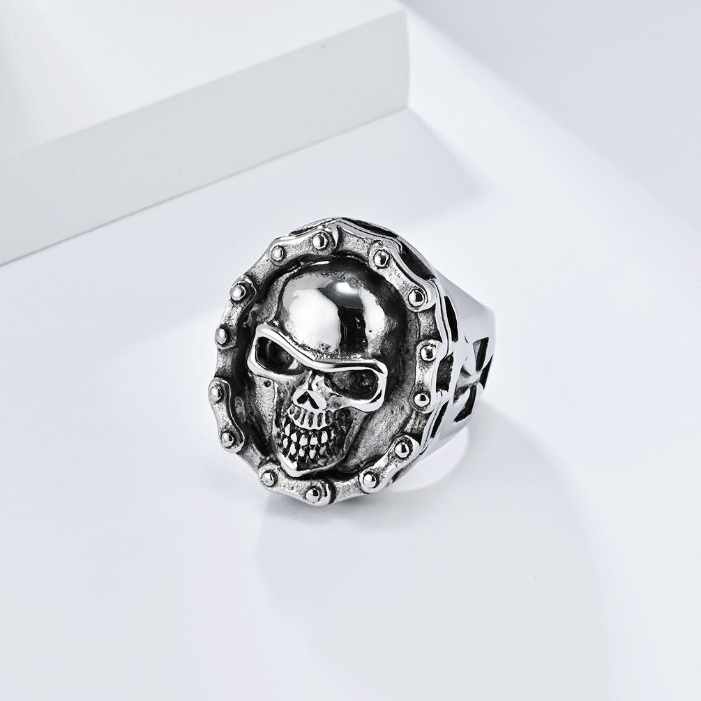 European American Retro Hiphop Skull Ring for Men Wholesale