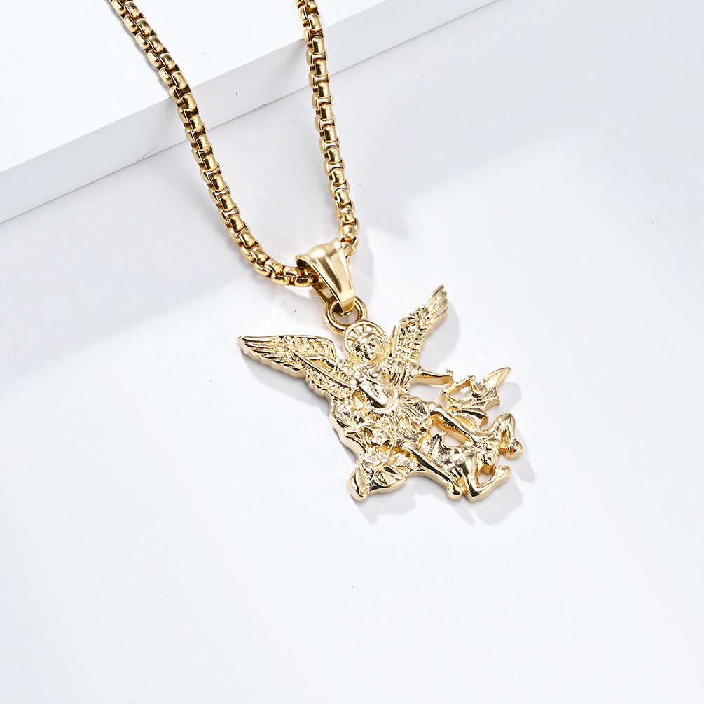 European And American Retro St. Michael Archangel Necklace