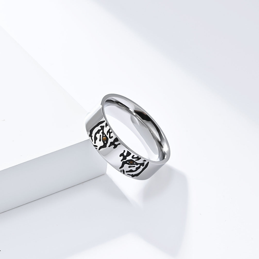 Neutral Style Simple Tiger Wolf Cat Titanium Steel Ring