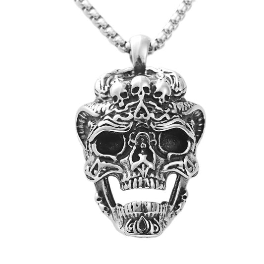 Personalized Titanium Steel Skull Pendant Necklace for Men - Retro Punk Style