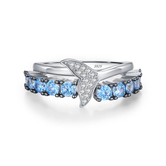 925 Sterling Silver Blue Mermaid Tail Ring