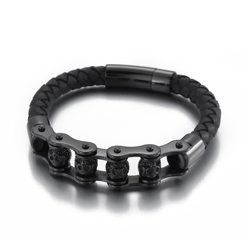 Planderful Locomotive Leather Bracelet Men Rotatable