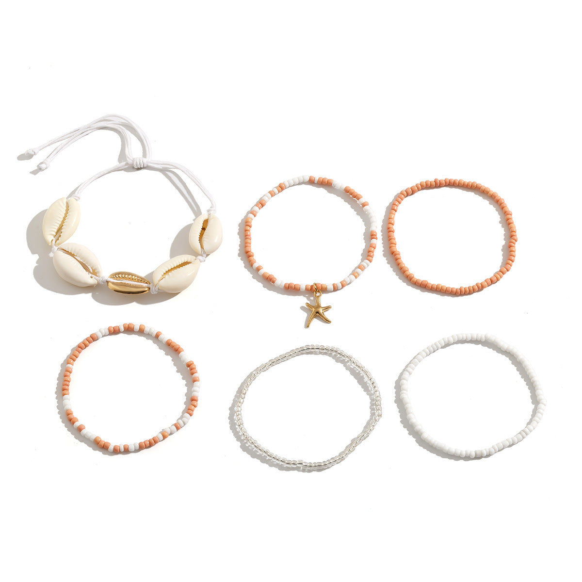 Planderful Vienna Verve Starfish Beaded Bracelet For Women Oceanic Wind Shell Rice Beads Jewelry Set