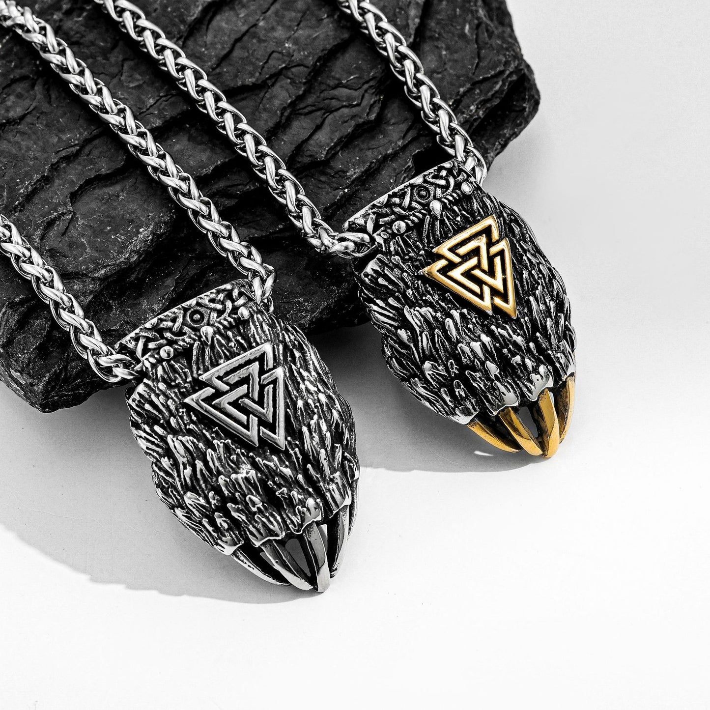 Bear Paw Pendant Necklace For Men Stainless Steel Nordic Viking Triangle Logo Planderful Everyday Genie