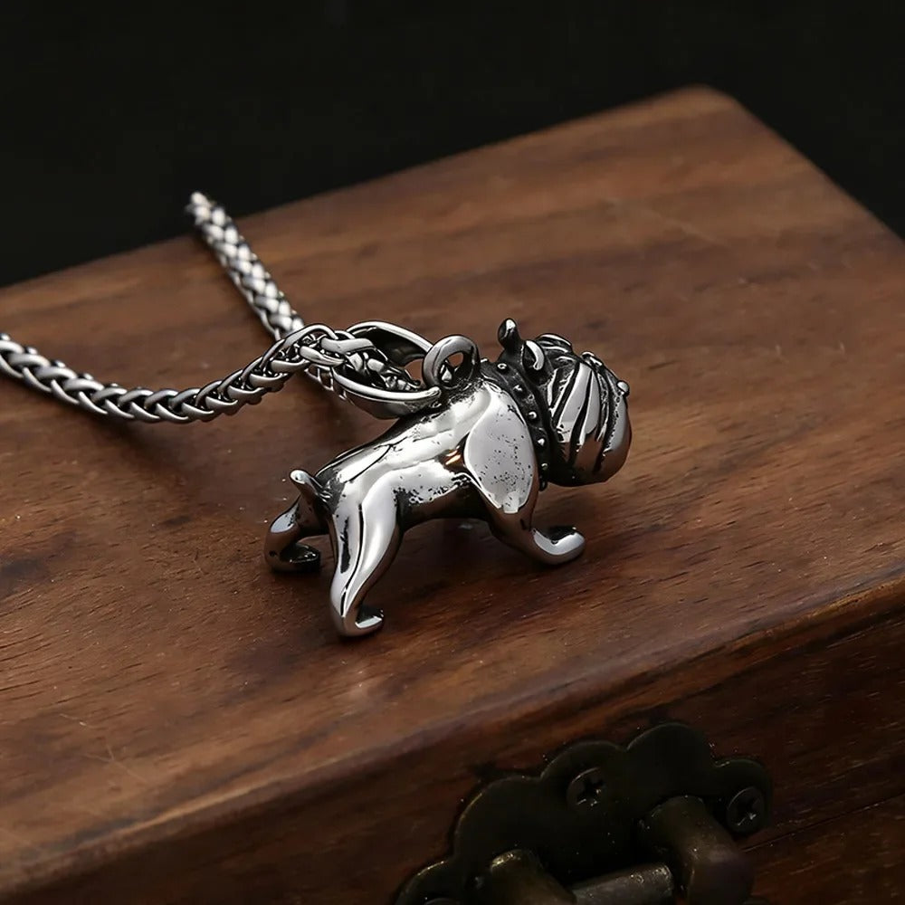 Vintage Polished Stainless Steel Pendant Necklace