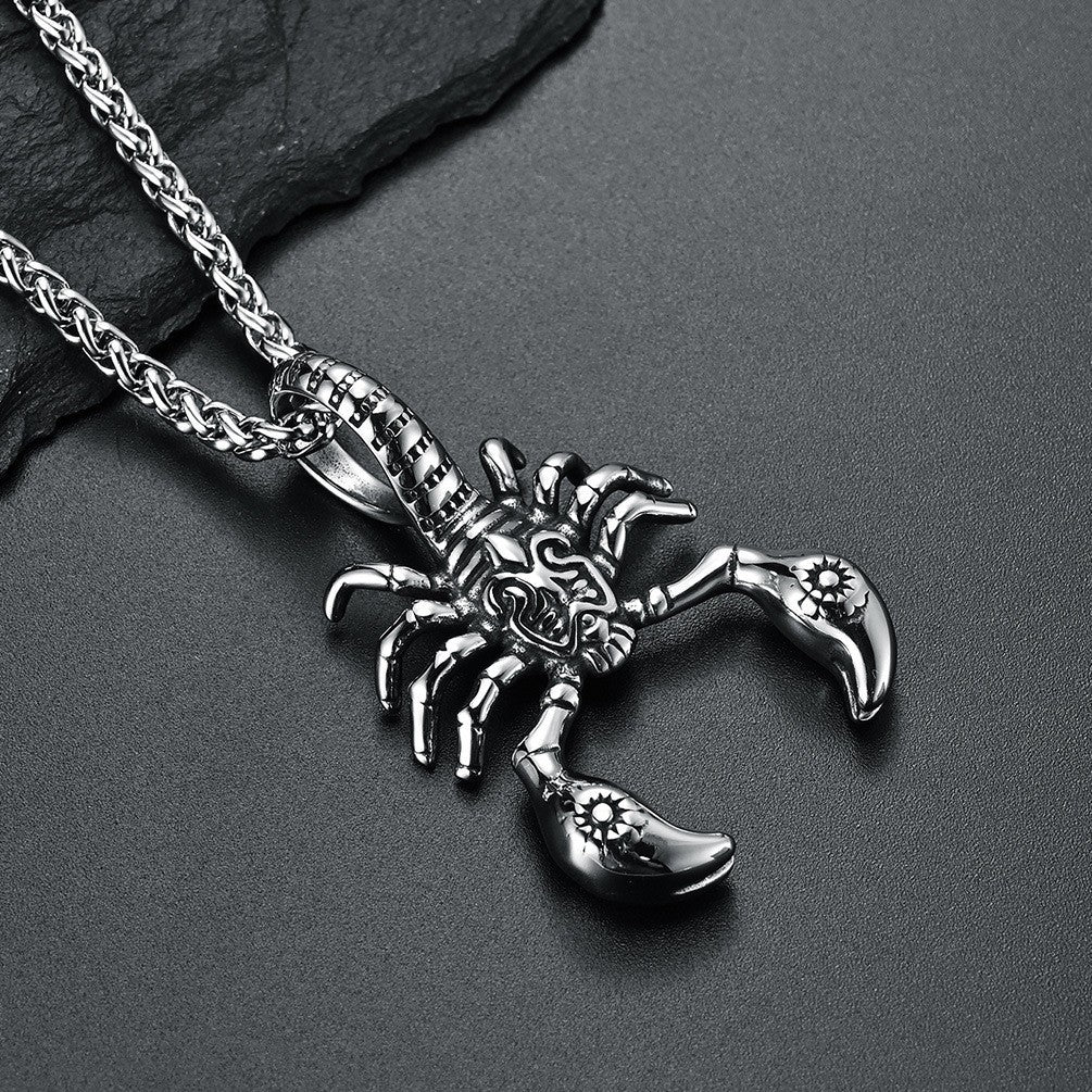 Planderful European Gothic Scorpion Stainless Steel Pendant Necklace Personalized for Dark Style Fans