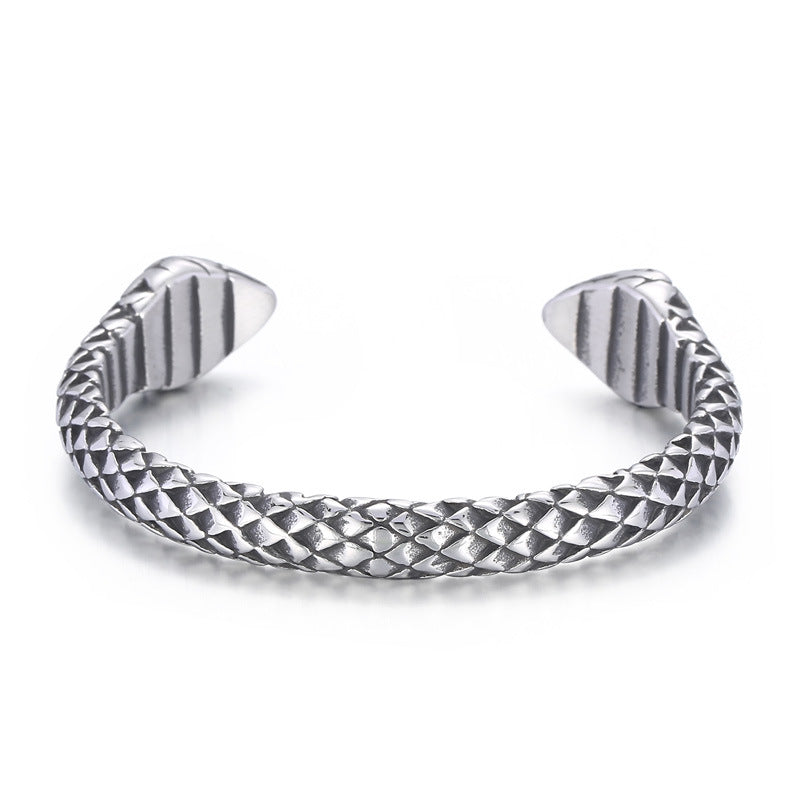 Casting Snake Head Men's Opening Bracelet – Titanium Steel Double