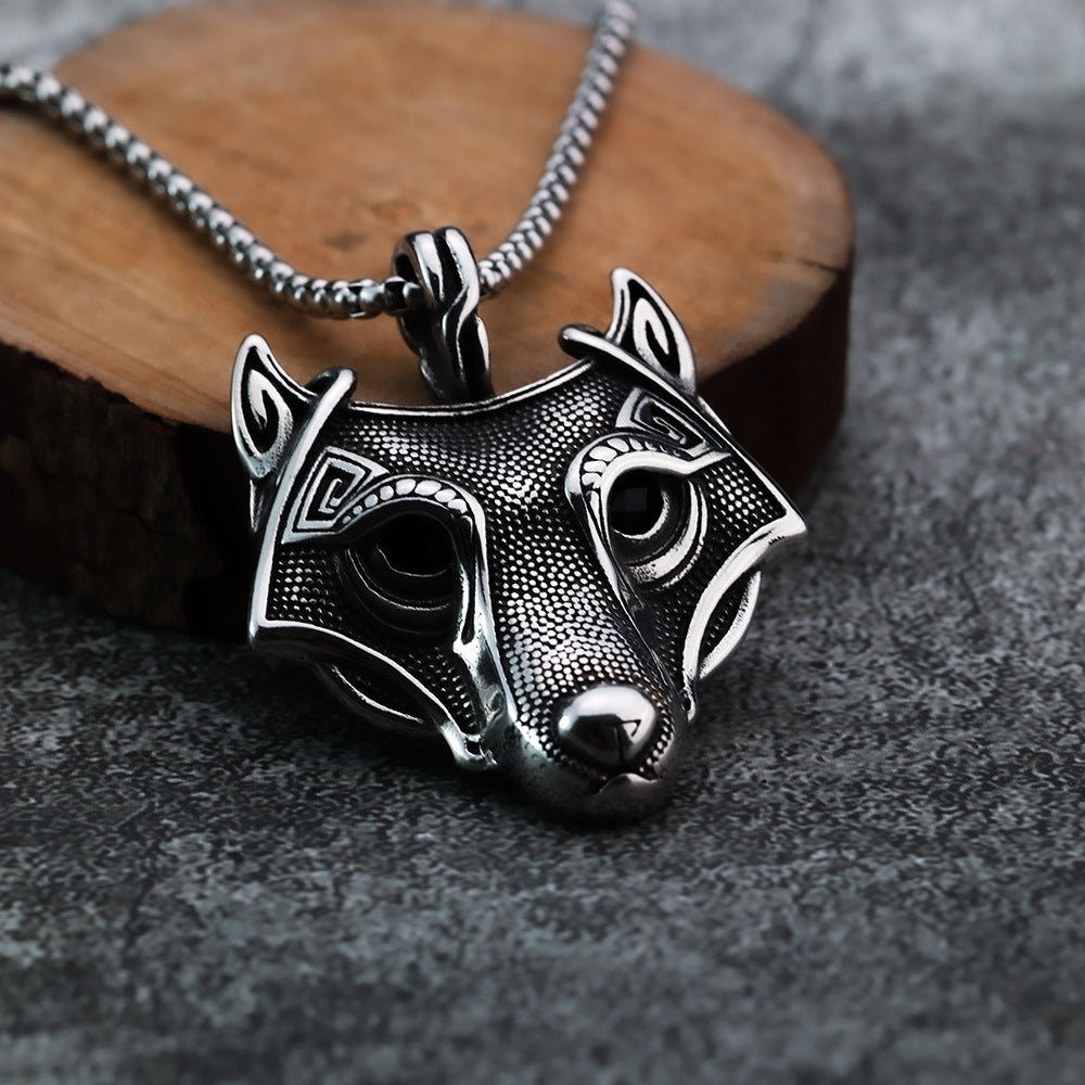 Viking Legend Wolf Head Titanium Steel Pendant Necklace
