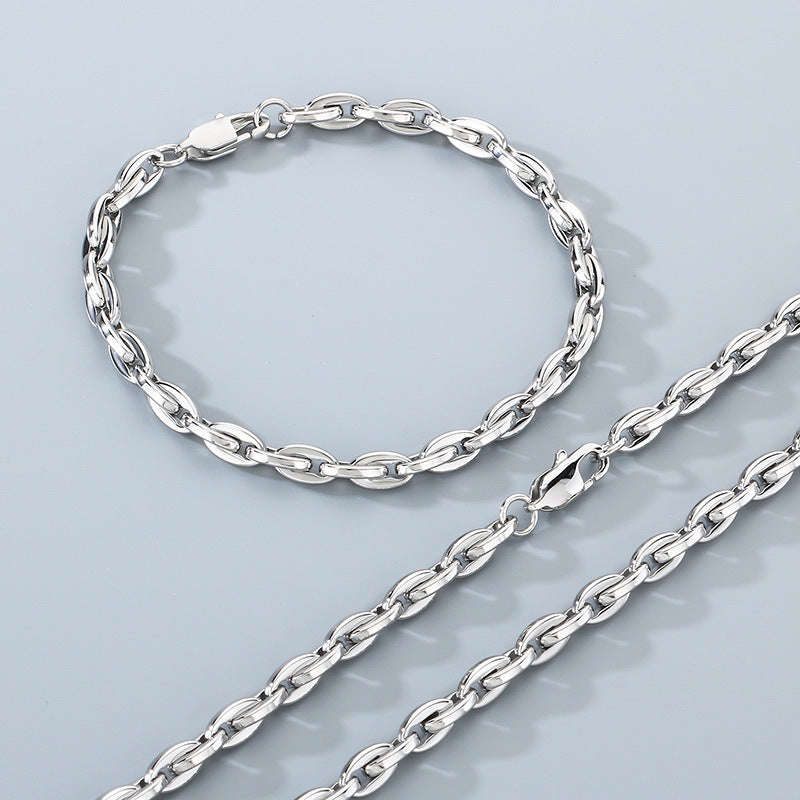 Personalized Stainless Steel Bracelet And Necklace Set Men