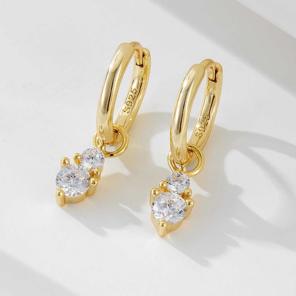 S925 Sterling Silver Earrings, Small Zircon Earrings, Tremella Decoration In Europe And America