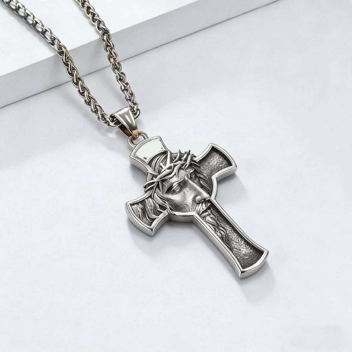 Vintage Cross Stainless Steel Pendant Necklace