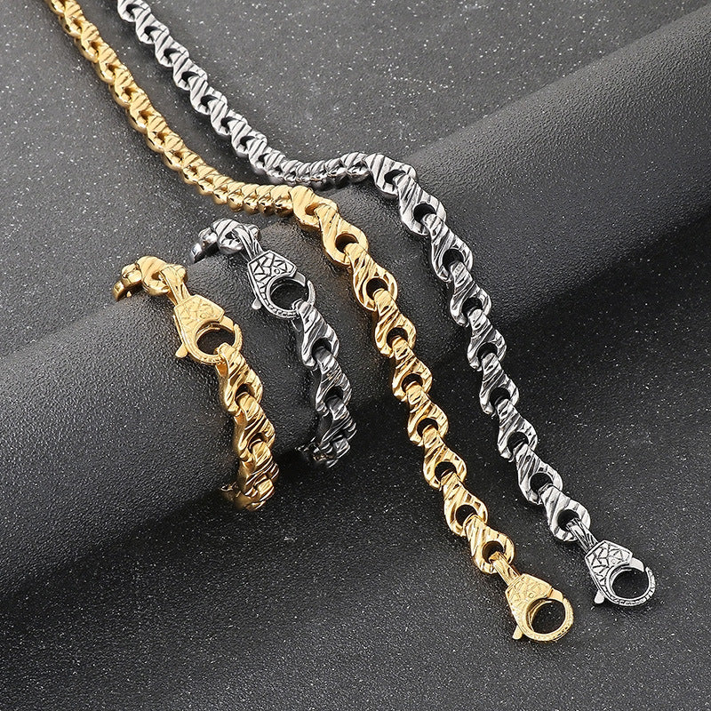 Stainless Steel Interlocking Handcuff Bracelet Punk Style