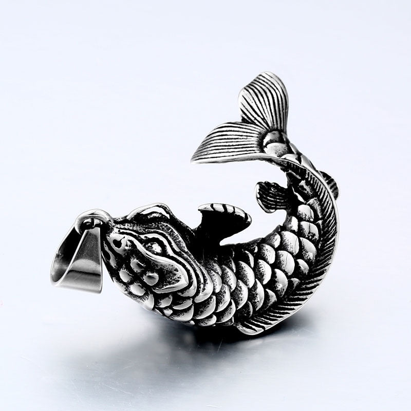 Stainless Steel Koi Fish Pendant - Wholesale Titanium Steel Hip Hop Design for Men