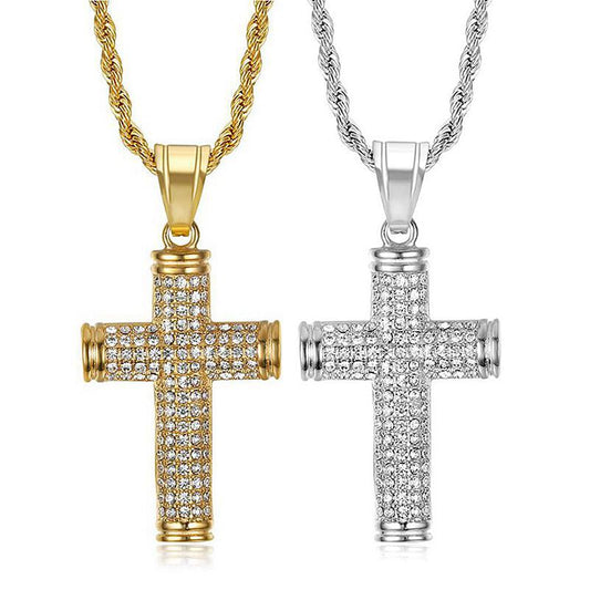 Planderful Everyday Genie Gold Plated Rhinestone Cross Necklace For Hip Hop Jewelry Fans Urban Style
