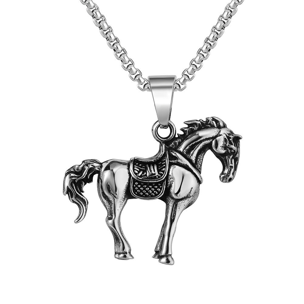 Personalized Retro Grassland Steed Titanium Steel Pendant For Unisex By Planderful Everyday Genie Gift Ready