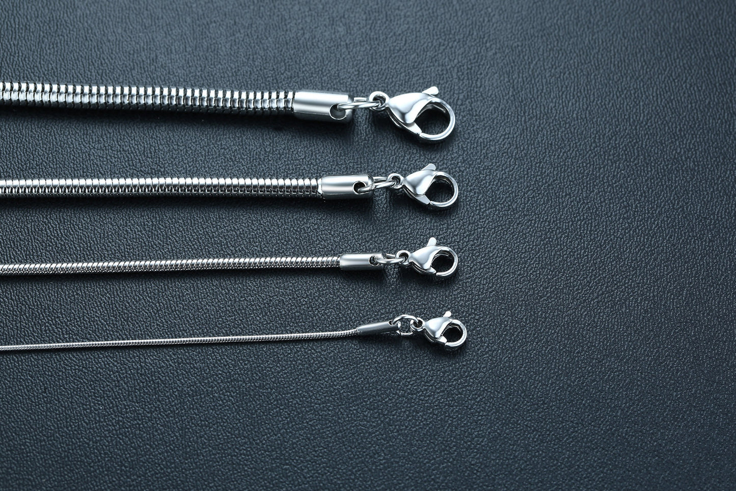 3MM Wide Stainless Steel Round Snake Chain Necklace