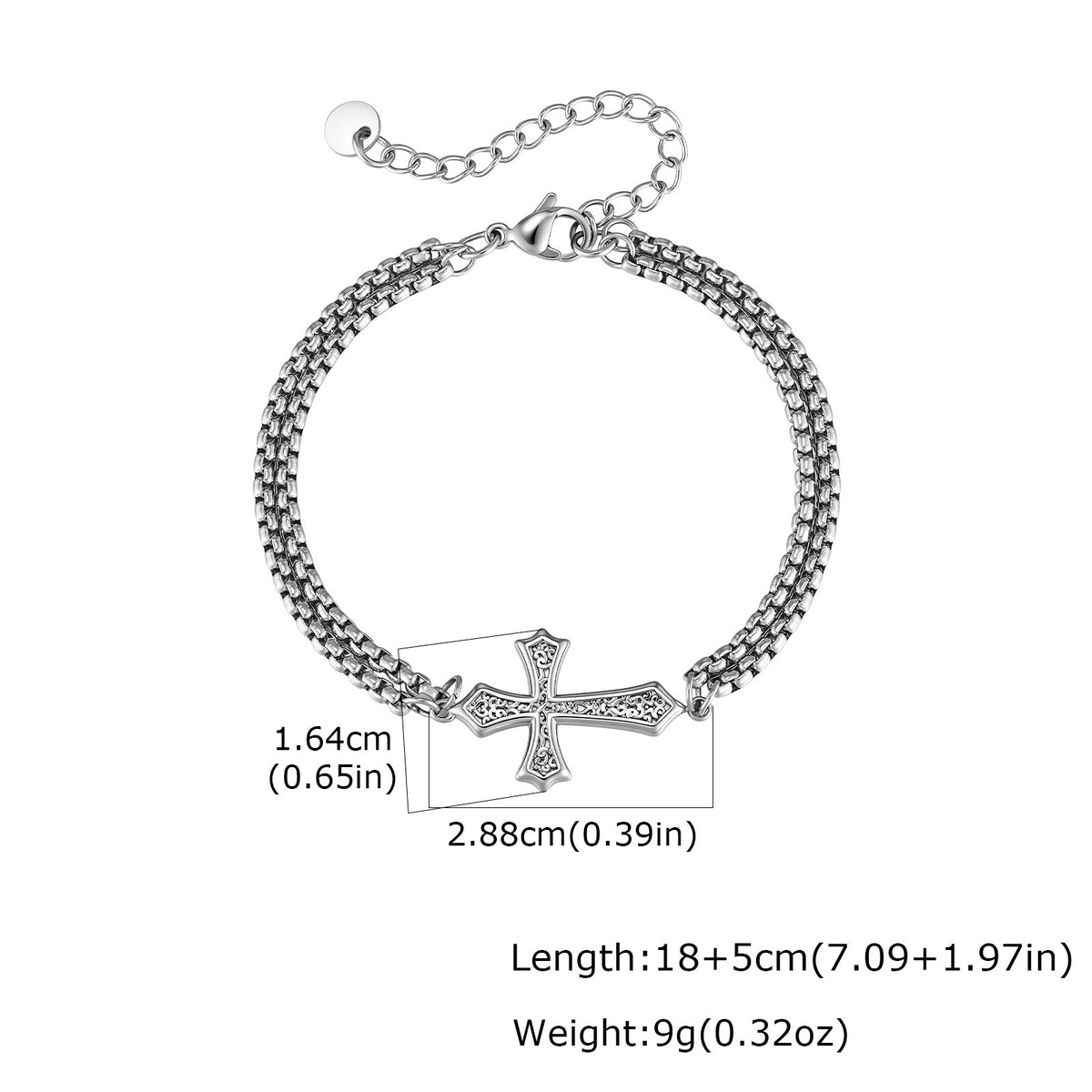 Cross Pearl Cuban Chain Stainless Steel Bracelet