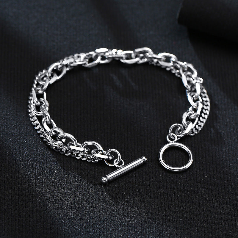 Stainless Steel Angle Chain Double-layer Bracelet for Men