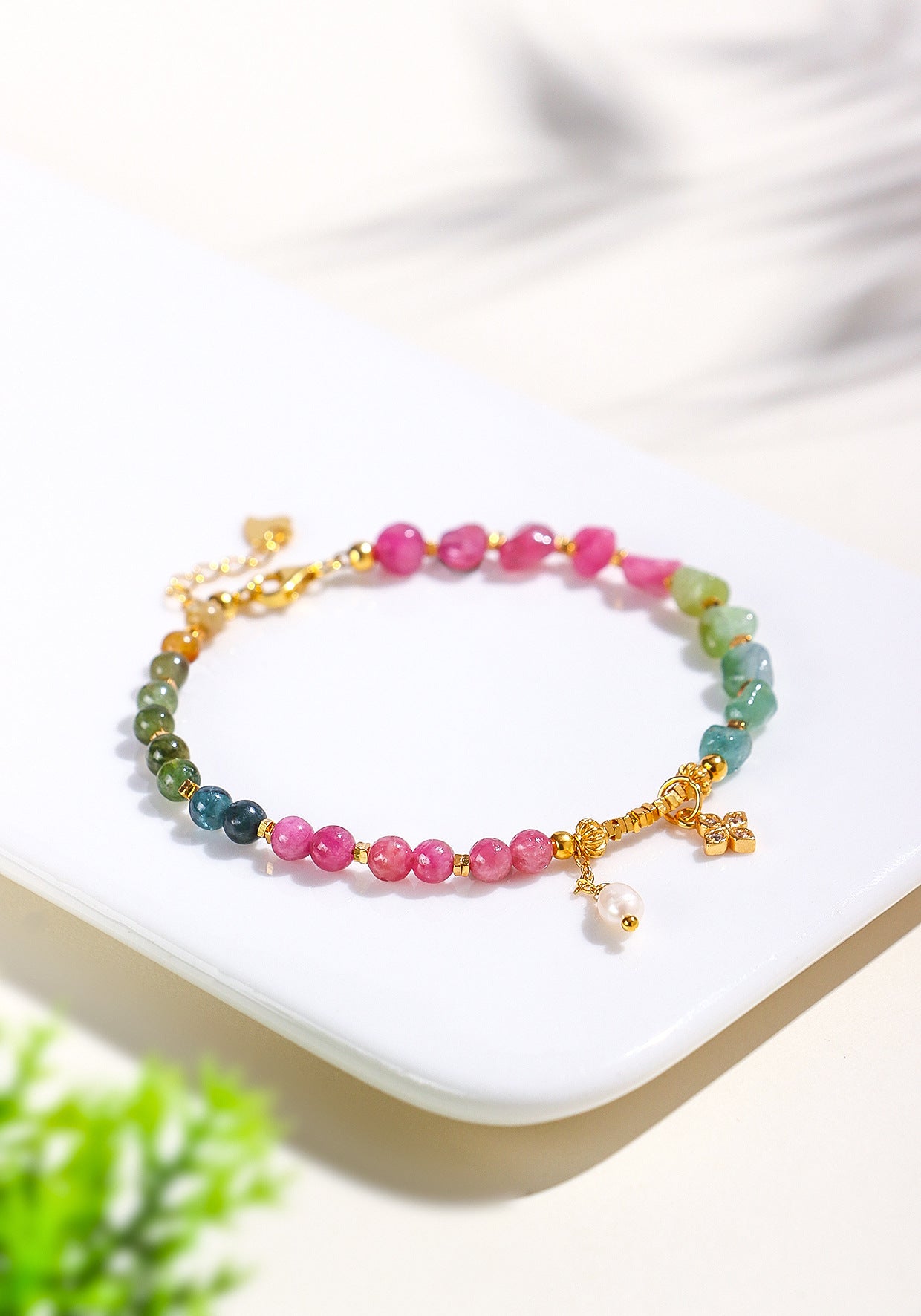 Planderful Fortune's Favor Bracelet – Vibrant Tourmaline and Pearl Design