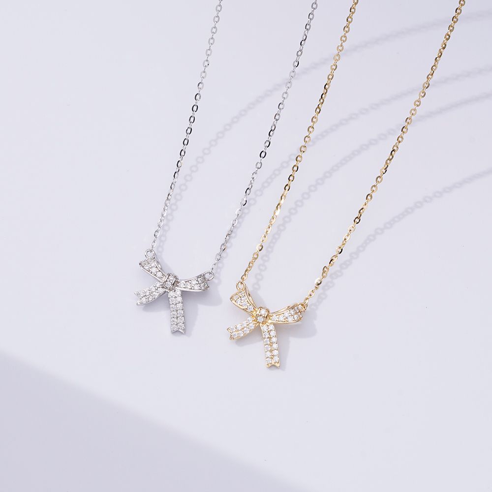 New Bow Necklace Women's 925 Silver Collarbone Chain