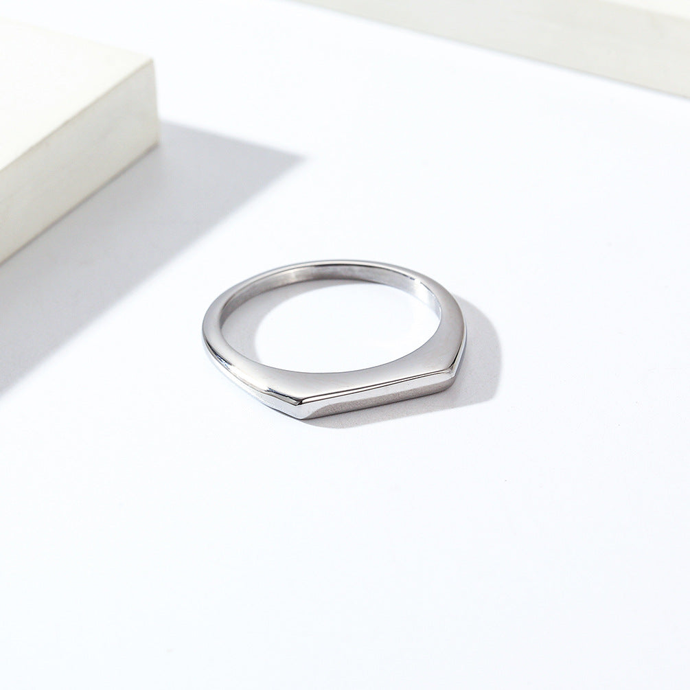 Planderful Titanium Steel Ring For Women Minimalist Light Luxury Sleek Smooth Surface
