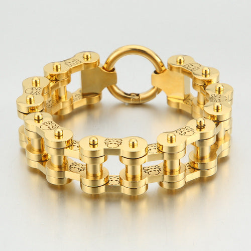 Men's Titanium Steel Bicycle Bracelet with Pirate Design in European and American Hip-Hop Style