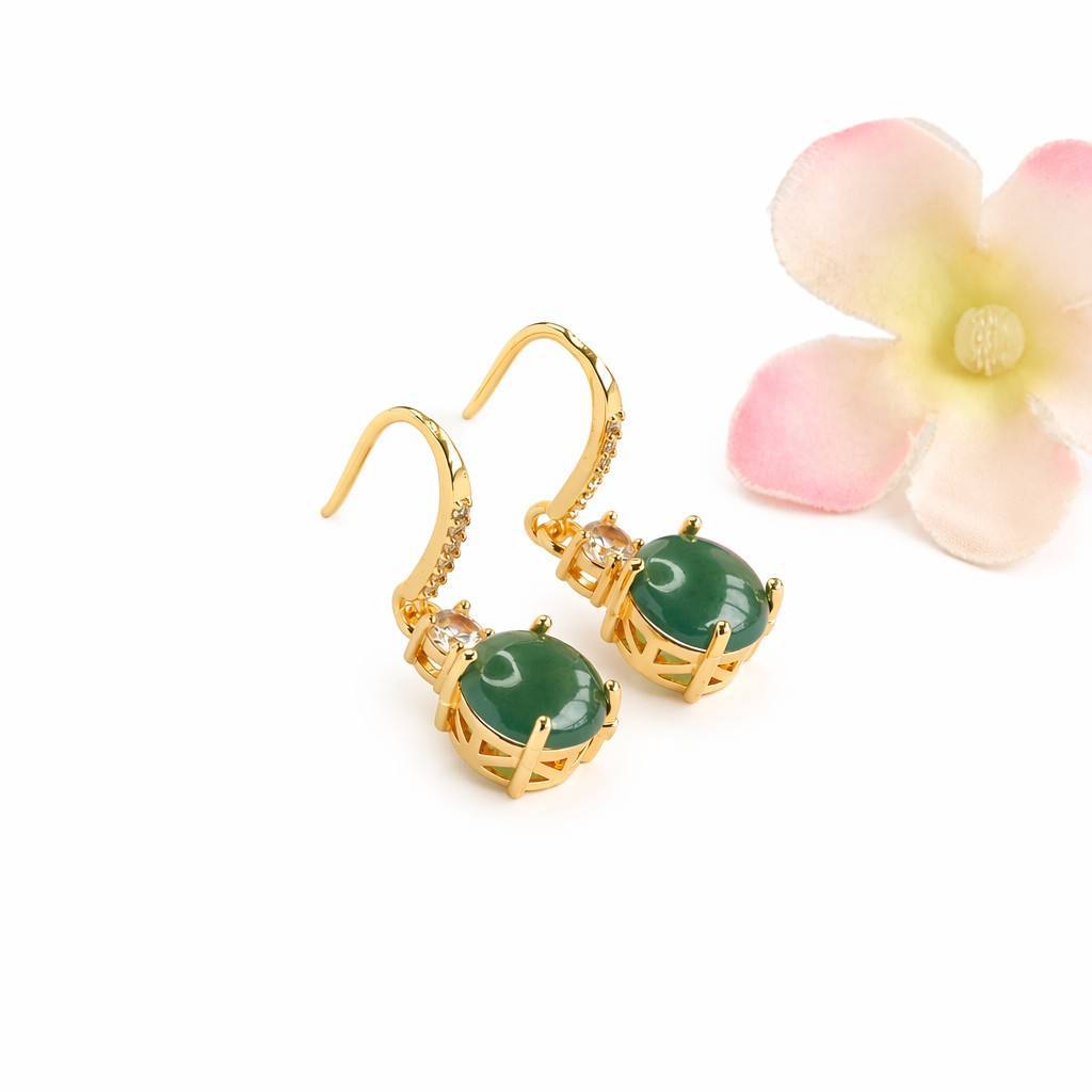 Blue-Water Jadeite Hook Earrings