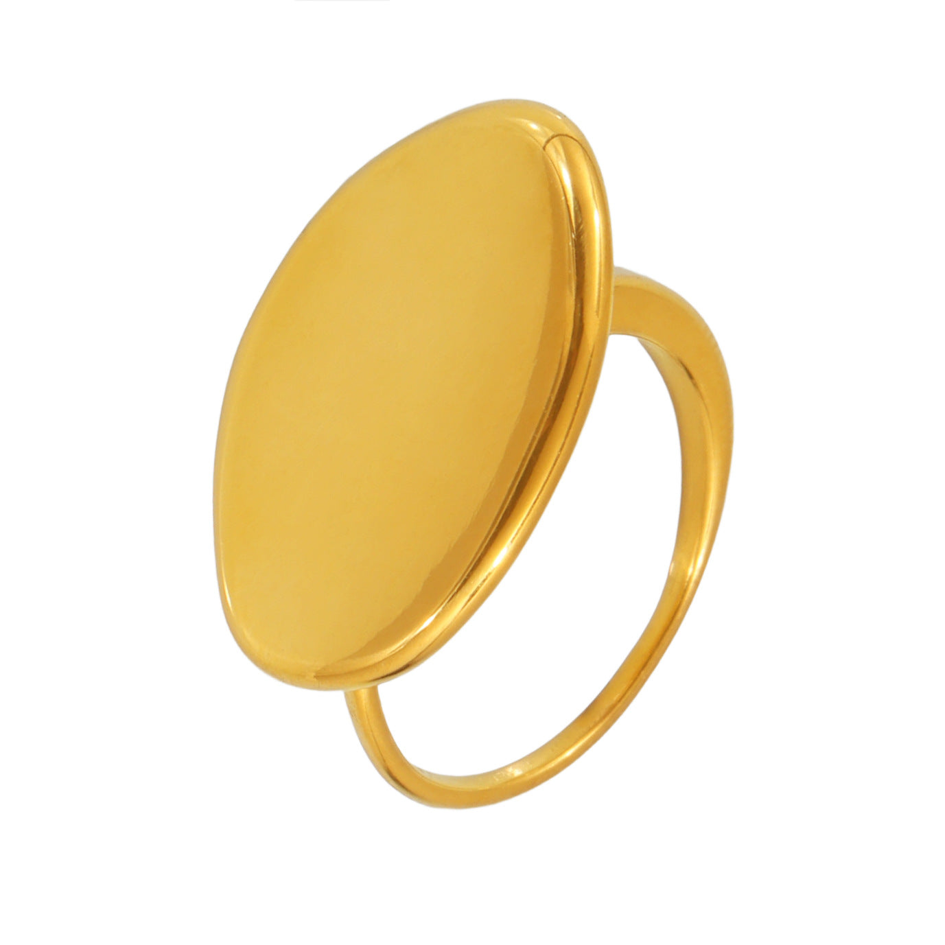 Planderful Adjustable Gold Textured Oval Ring For Men