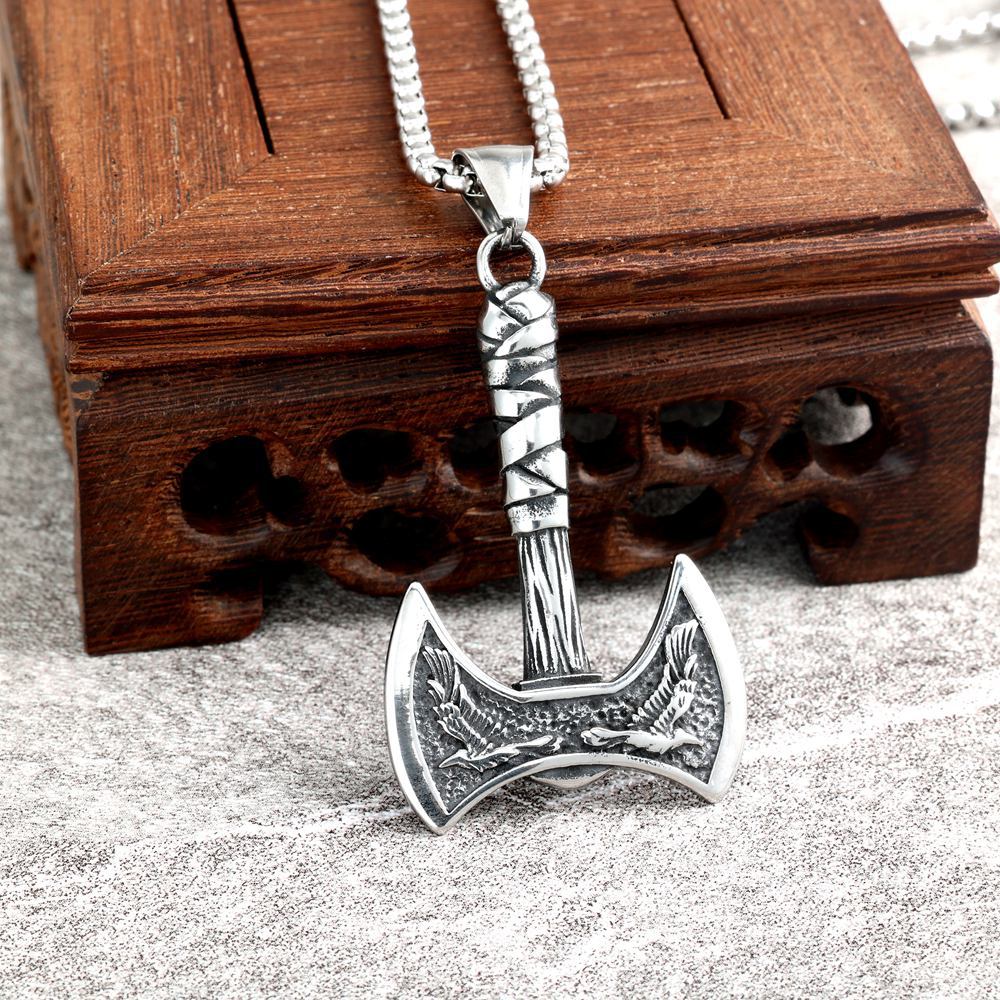 Viking Wolf Stainless Steel Men's Pendant Necklace