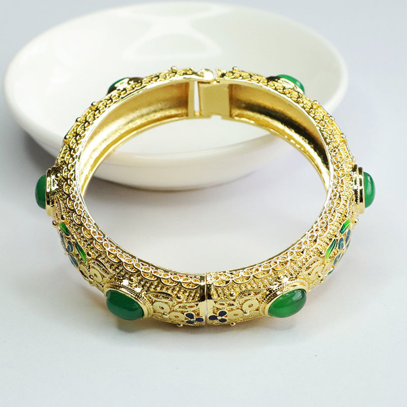 Golden Enamel Emperor Chalcedony Bracelet by Planderful Fortune's Favor Collection