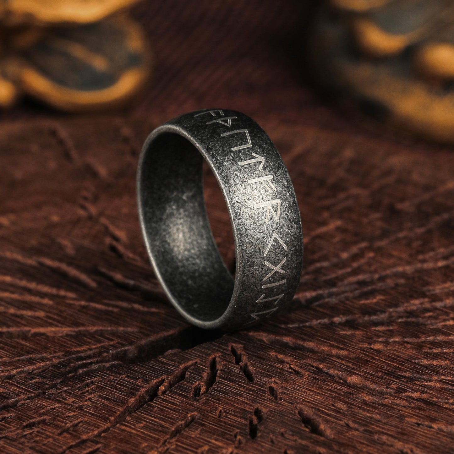 Viking Rune Ring By Planderful Titanium Steel Nordic Old Silver Design Unisex Protection Symbol Retro Jewelry
