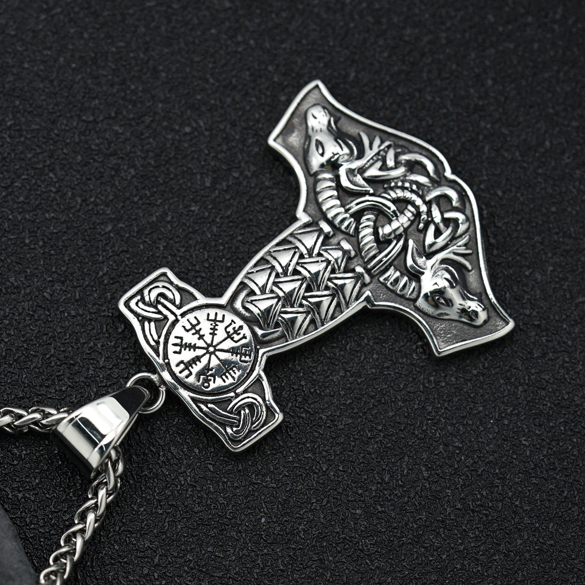 Steel Necklace – Vintage Nordic Thor's Hammer Pendant For Everyday Wear Unisex Accessory