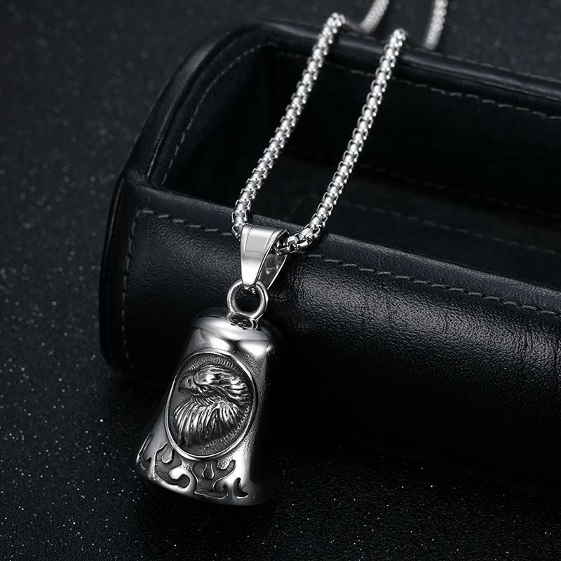 Stainless Steel Necklace - Elegant Retro Eagle Bell Pendant By Planderful For Everyday Wear