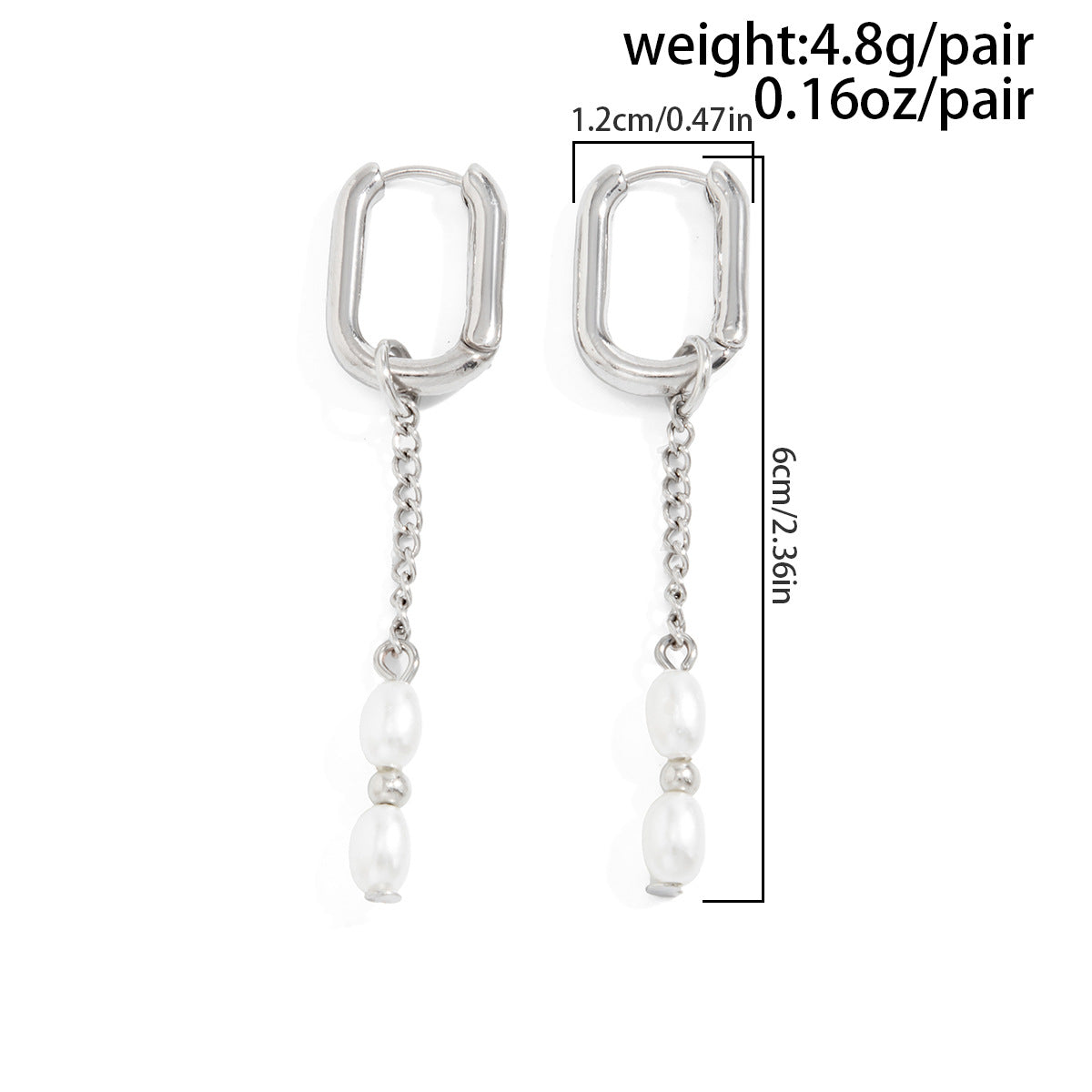 Planderful Pearl Fringed Earrings With Chain Rivet Cross Accent For Fashion Forward Women Statement Ear Jewelry