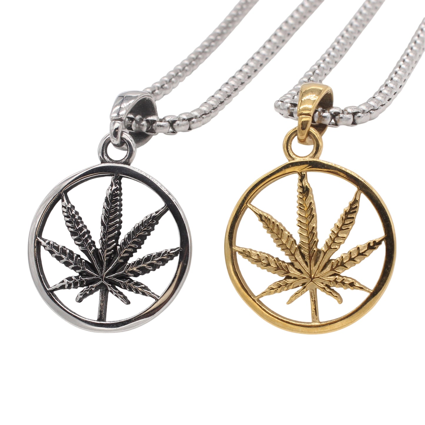 Planderful Jewelry Vintage Maple Leaf Pendant for Men in Steel Titanium Hollow Round Design
