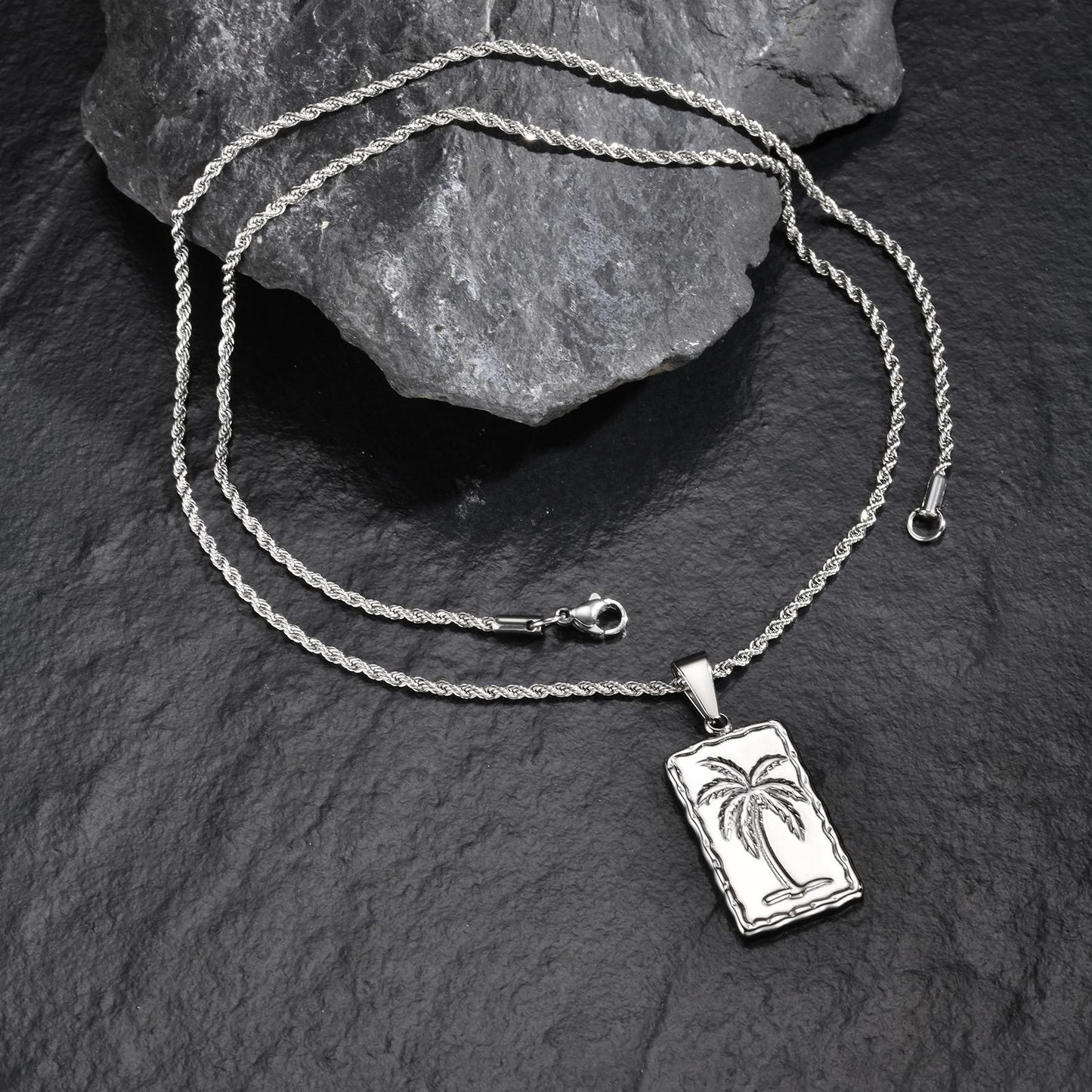 Planderful Stainless Coconut Tree Pendant Necklace For Men