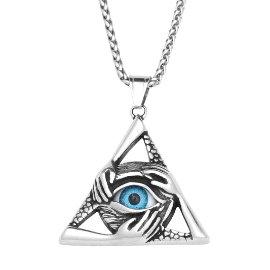 Stylish Stainless Steel Devil's Eye Pendant Necklace for Men