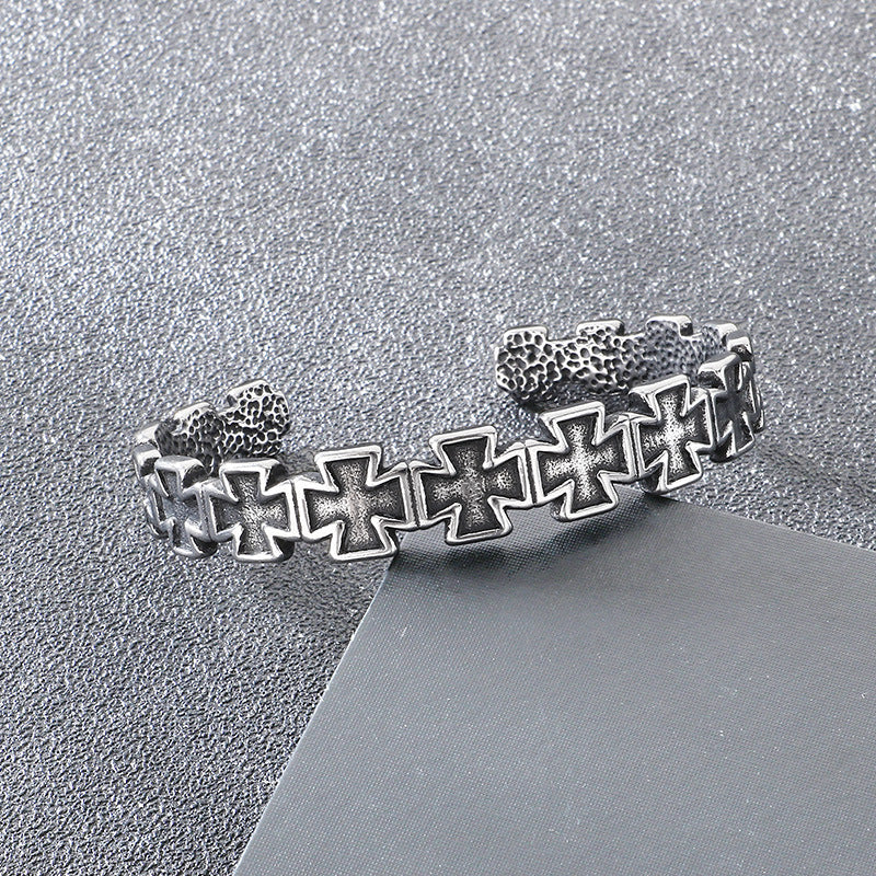 Angel Cross Bracelet – Antique Pentagram Virgin Mary Titanium Steel Men's Opening Bracelet