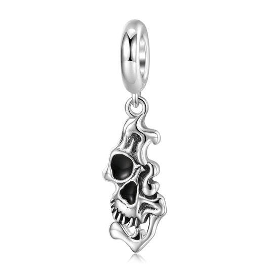 Halloween Melt Skull Silver Pendant