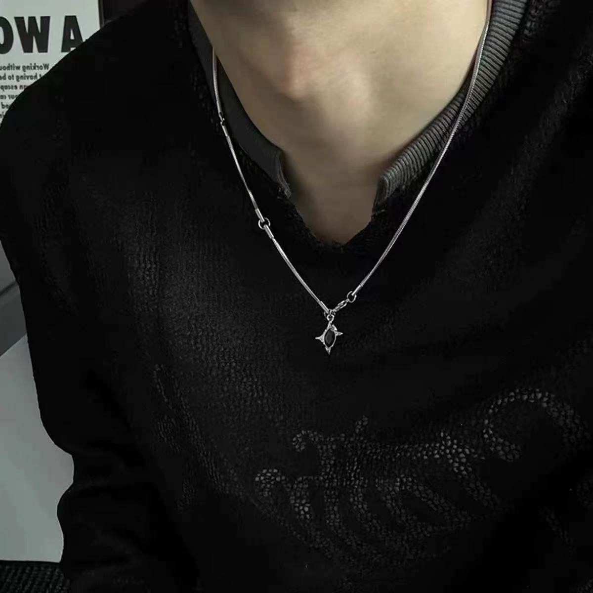 Planderful Jewelry Zircon Necklace Titanium Steel Chain for Men and Women Everyday Luxury