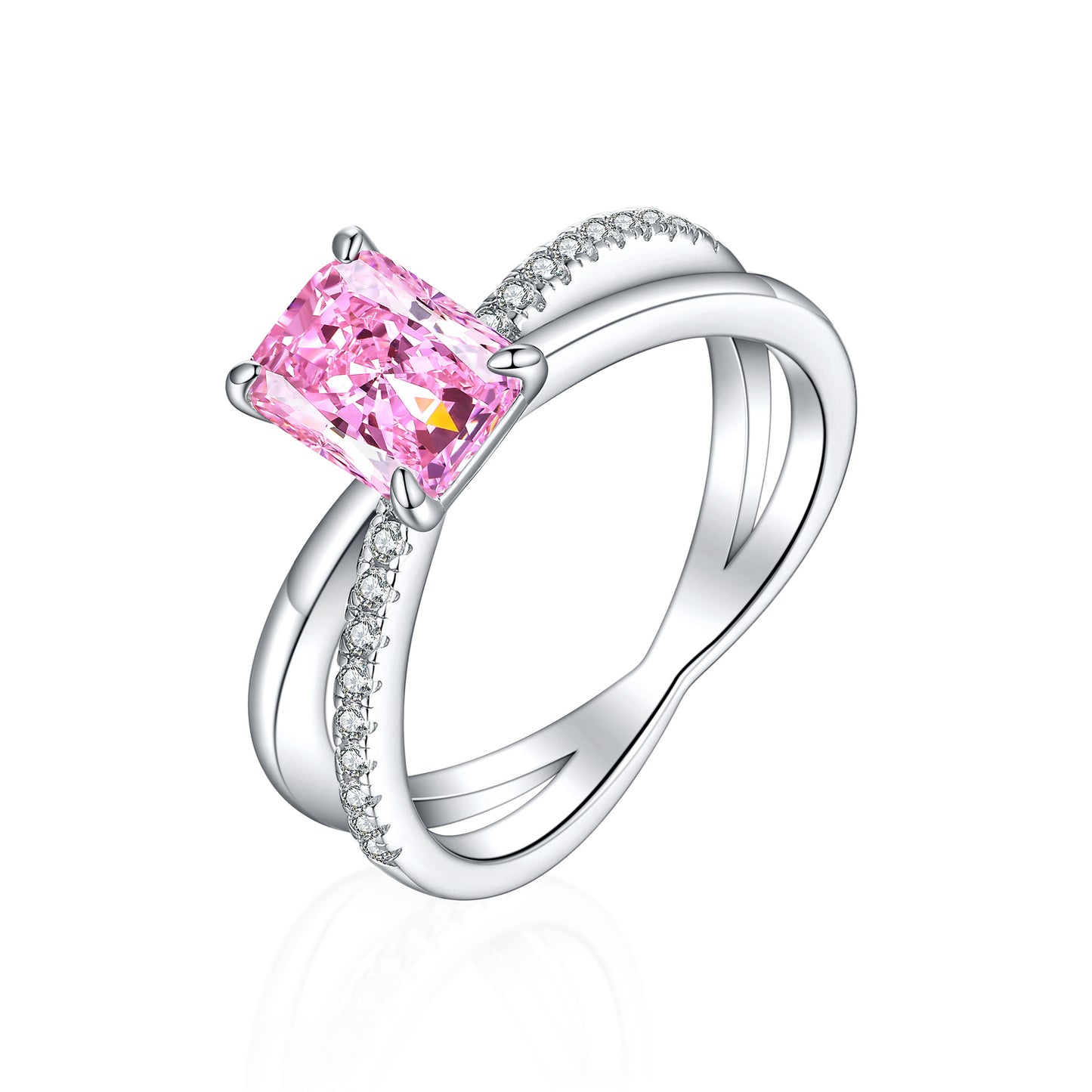 European and American 925 Sterling Silver 1.5ct Zircon Ring