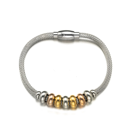 Planderful Everyday Genie Personalized Cable Bracelet Necklace Set For Women Stainless Steel Bead Jewelry